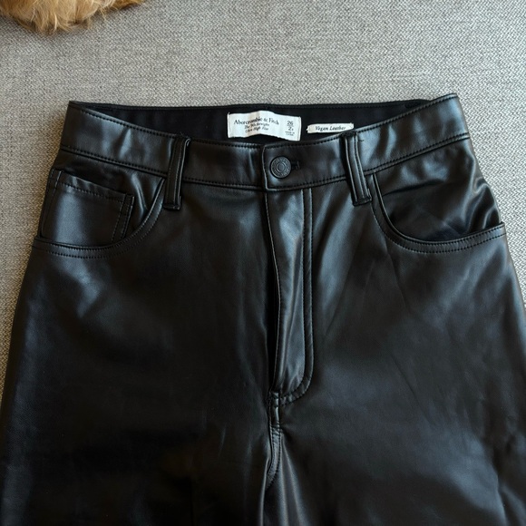 Abercrombie Leather Straight Leg Pants - Picture 1 of 5